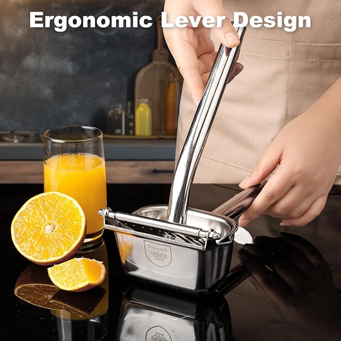 Large Lemon Squeezer, 304 Stainless Steel Citrus Juicer, Heavy duty Manual Juicer For Citrus, Orange, lemon and Other Fruit - Image 3