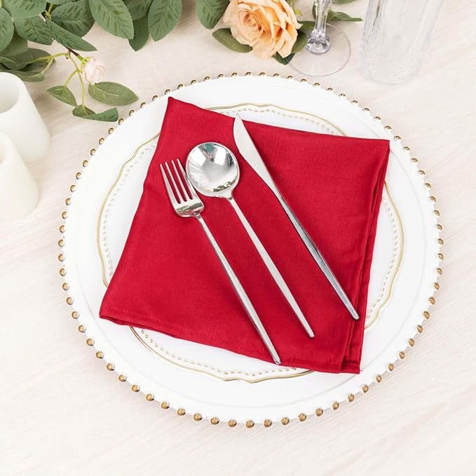 Efavormart Premium Cloth Napkins Set of 10, 17x17 Inch Wine Seamless Dinner Napkins, Washable Linen Table Napkin Cloth with Hemmed Edges for Weddings, Party and Banquet - Image 2