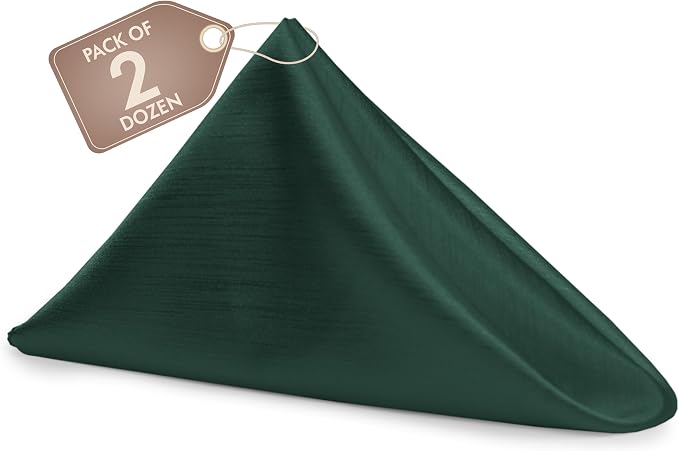 17x17-Inch Shantung Satin Cloth Napkins, Hunter, Set of 24 by UltimateTextile