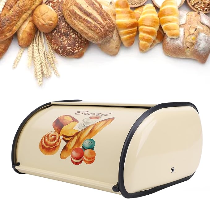 Buachois Bread Box Roll Top Metal Vintage Container Large Capacity | Roll Top Bread Box Metal Vintage Container Large Capacity for Kitchen Countertop Pastry Cake Keeper Storage - Image 8