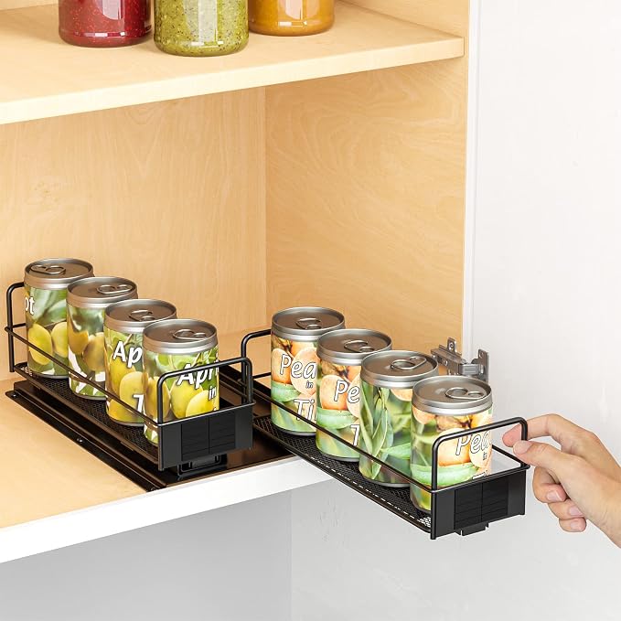 SpaceAid Pull Out Spice Rack Organizer for Cabinet, Heavy Duty Slide Out Seasoning Kitchen Organizer, Cabinet Organizer, with Labels, 7.7" W x10.8 D x4 H, 2 Drawers 1-Tier - Image 5