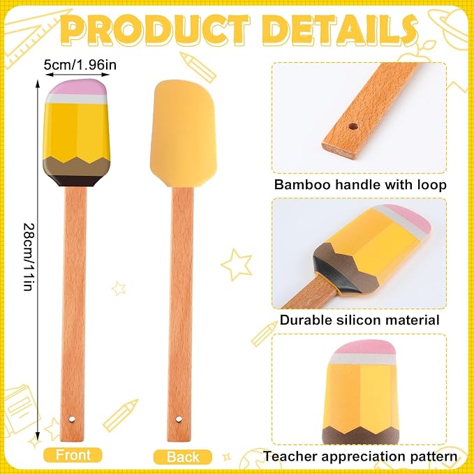 Yaomiao 24 Pcs End of Year Teacher Gifts Appreciation Pot Holders with Silicone Spatula Gifts Set Wooden Handles Pot Holders Thank You Teacher Kitchen Utensils Baking School Party Favor - Image 4
