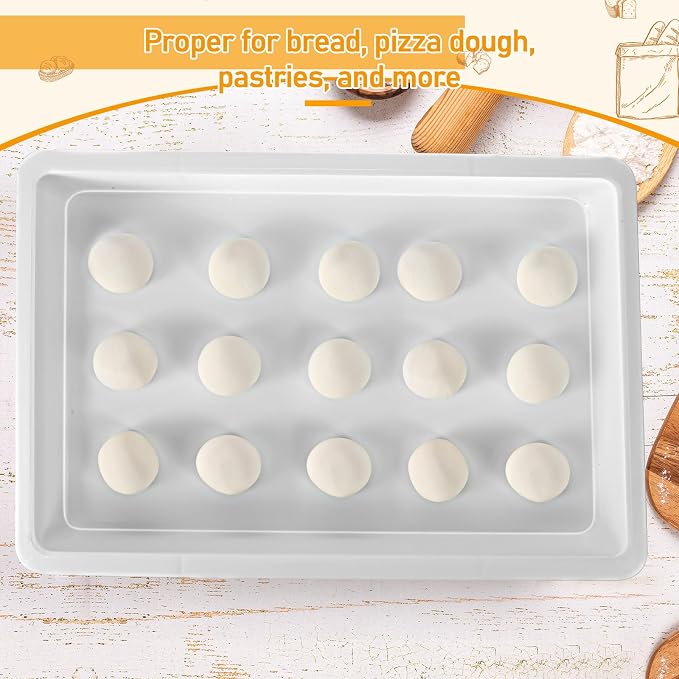 Tioncy 4 Pcs Pizza Dough Proofing Box Dough Container Stackable Trays with Lids Pizza Storage Container Collapsible for Storage Safekeeping, 25.98'' x 17.91'' x 3.23'', 4 Trays and 1 Covers - Image 6