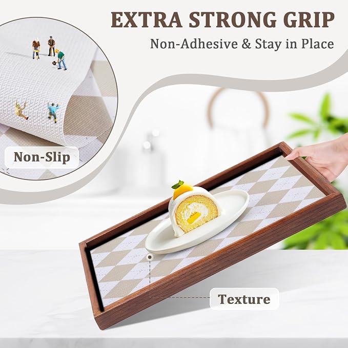 Shelf Liner for Kitchen Cabinets and Drawers, 12" x 120" | Beige Diamond, Non-Adhesive Design, Waterproof & Non-Slip Protection, Easy Cut to Fit, Washable and Reusable, Pantry Storage - Image 2