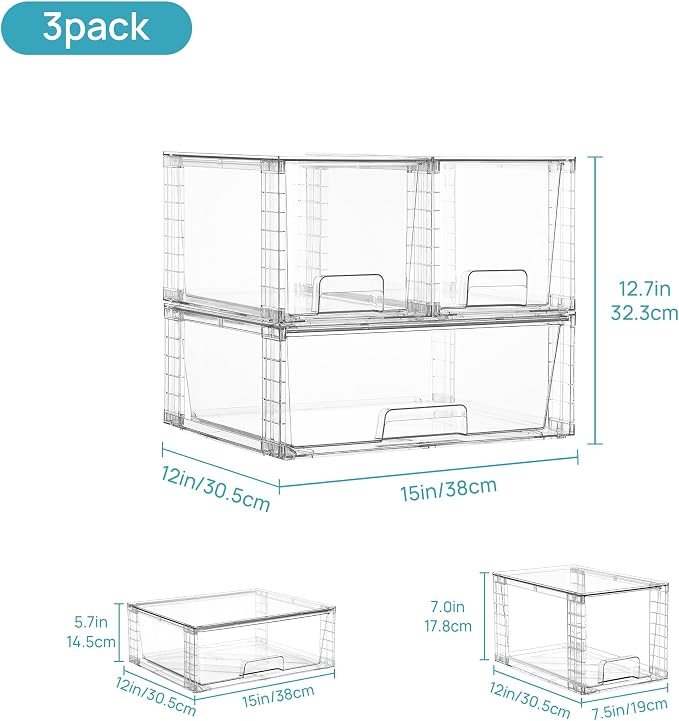 Vtopmart 3 pack Easily Clear Storage Dawers - Image 3