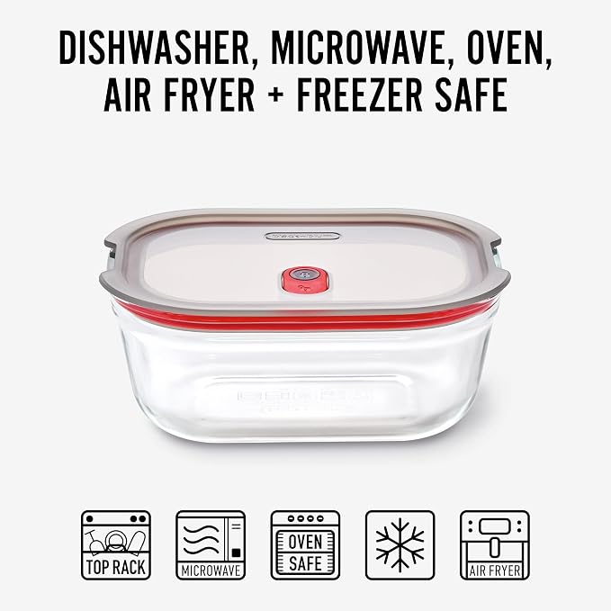 BLACK + BLUM Stack + Nest Glass Food Storage Container Set | Mix Set 4 Pack | Meal Prep Boxes with Airtight & Leak-Proof Lids. Borosilicate Glass, Oven, Air-Fryer, Microwave, Freezer & Dishwasher Safe - Image 9