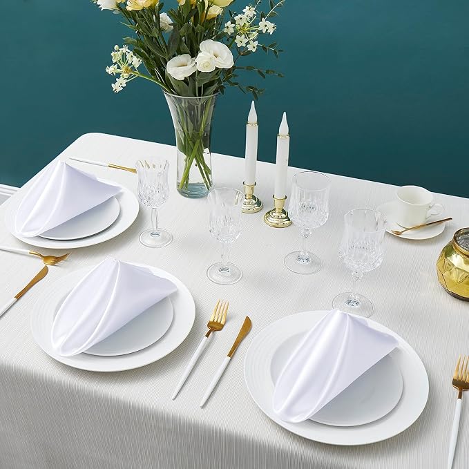 MDS® Pack of 50 Satin Napkins 12 x 12 Inch, Soft Silky Reusable Cloth Dinner Table Napkins for Wedding Décor, Reception, Birthday, Parties, Banquets, Catering, Restaurants & Hotel - White - Image 2