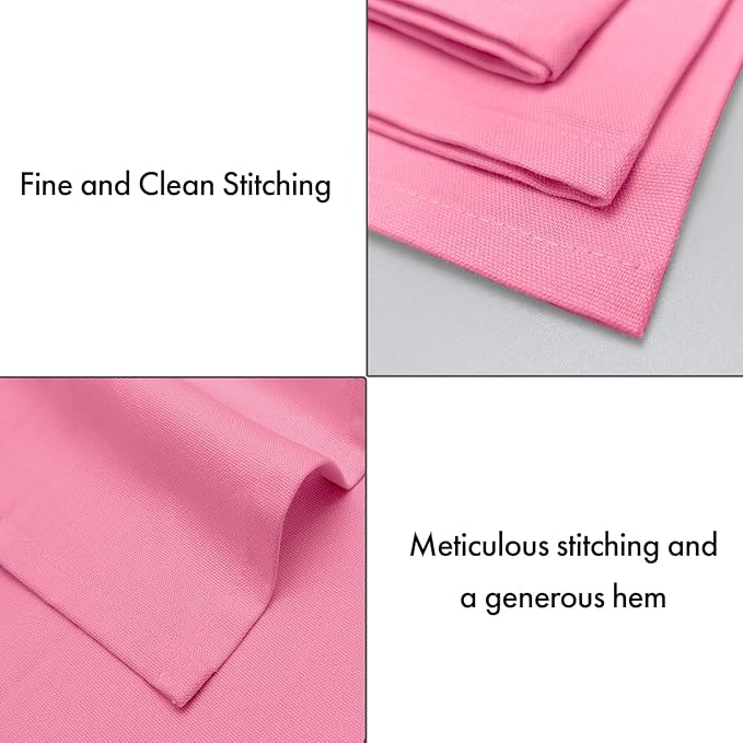 Ruvanti Cloth Napkins Set of 12, 100% Cotton High GSM 18x18 Inches Soft, Washable, Highly Durable & Absorbent, Perfect for Parties, Christmas, Thanksgiving Dinners – Pink Bubblegum - Image 5