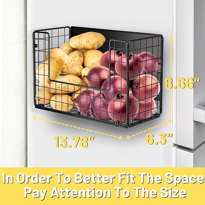 2 Set Magnetic Shelf for Fridge , Fruit Potato & Onion Storage Bins, Pantry Organizers & Storage, Large Container Magnetic Basket for Refrigerator, Kitchen Counter, Cabinet, Magnetic Fridge Organizer - Image 5