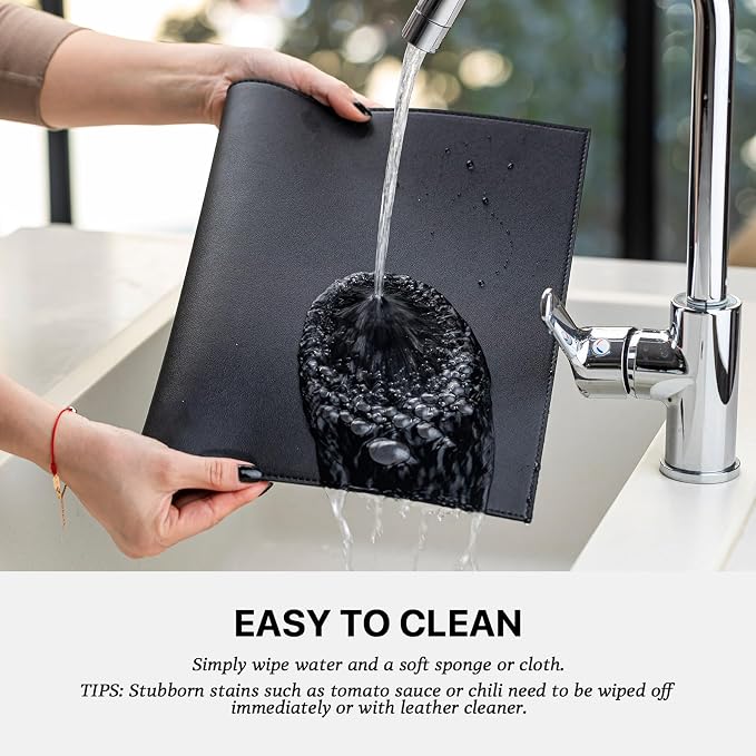 Baroyal Faux Leather Placemats Set of 8 Vinyl Washable Wipeable Table Mats for Kitchen Dining Table Heat Resistant Waterproof Modern Indoor/Outdoor Placemats Non-Slip Easy Clean Place Mats (Black) - Image 4