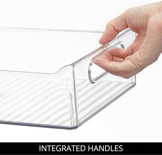 iDesign Plastic Pantry Storage Organizer Bin, Set of 2, Clear | With Handles - Image 5