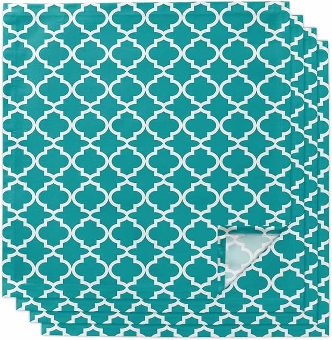 Cloth Napkins Set of 4-20x20 Inches, Teal Morocco Washable Reusable Table Napkins, Ethnic Boho Minimalist Abstract Geometric Soft & Absortbent Dining Napkin for Party Wedding Hotel Restaurant by Unknown