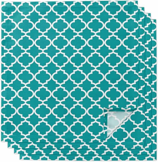 Cloth Napkins Set of 4-20x20 Inches, Teal Morocco Washable Reusable Table Napkins, Ethnic Boho Minimalist Abstract Geometric Soft & Absortbent Dining Napkin for Party Wedding Hotel Restaurant by Unknown