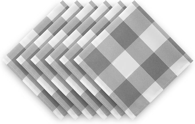 Buffalo Plaid Table Napkins Set of 50 Checkered Cloth Napkins 17x17 inch Washable Dinner Gingham Pattern Napkins Soft Napkins for Wedding Party Dining Banquet(Gray and White) - Image 4