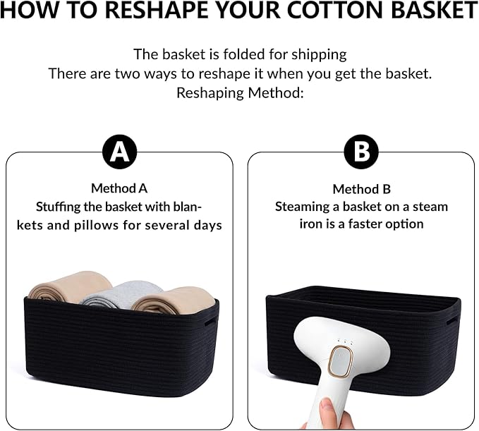 MiniArk Large Storage Baskets for Shelves, 17 x 13 x 7.5” Closet Organizers Bins for Clothes Blanket Towels, Baby Nursery, Toy Baskets Box, Woven Rope Baskets, 2 Packs Black - Image 7