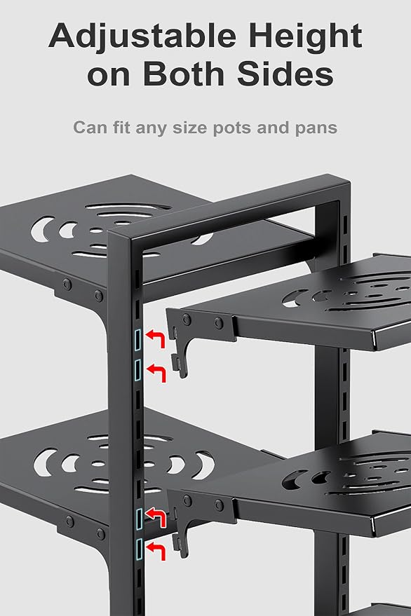 Pots and Pans Organizer for Cabinet, Heavy Duty Pot Pan Rack under Sink Organizers and Storage，Kitchen Cabinet Organizer with 7 Tiers - Image 2