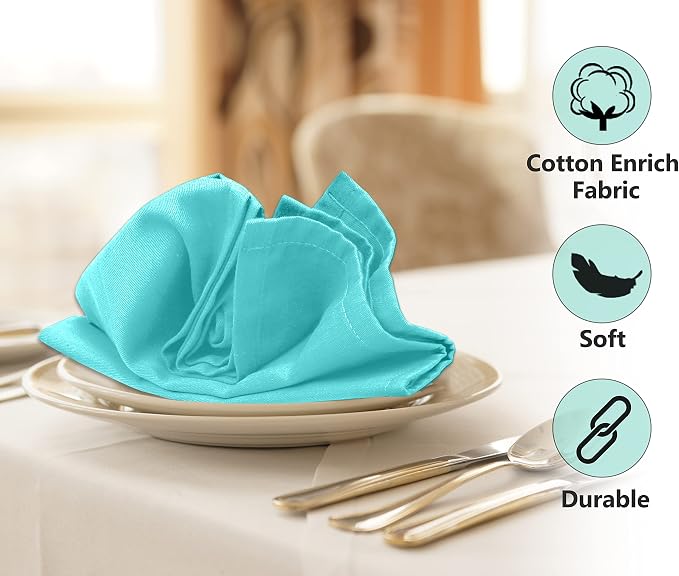 Ruvanti Cloth Napkins Set of 12, 18x18 Inches Napkins Cloth Washable, Soft, Durable, Absorbent, Cotton Blend. Table Dinner Napkins Cloth for Hotel, Lunch, Restaurant, Wedding, Parties - Waterspout - Image 3