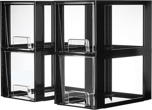Vtopmart 4 Pack Large Stackable Storage Drawers, Black by Vtopmart