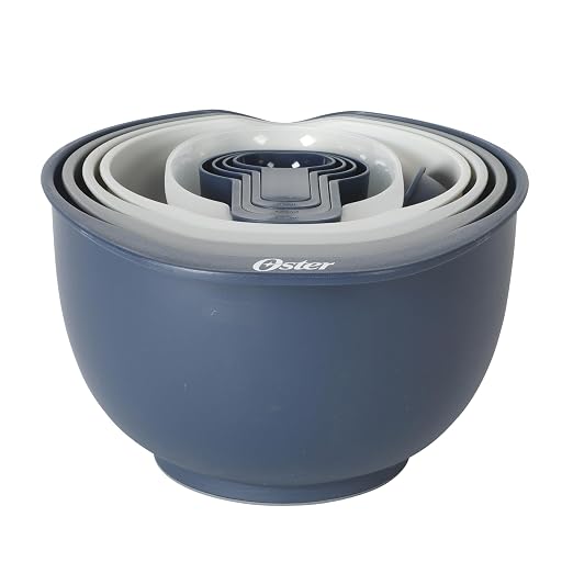 Oster 12 Piece Nesting Mixing Bowl Set, 3 Bowls with Lids & 6 Measuring Cups, Non-Slip Bases, Pour Spouts, Space-Saving Kitchen Prep Set, Dishwasher Safe - Image 6