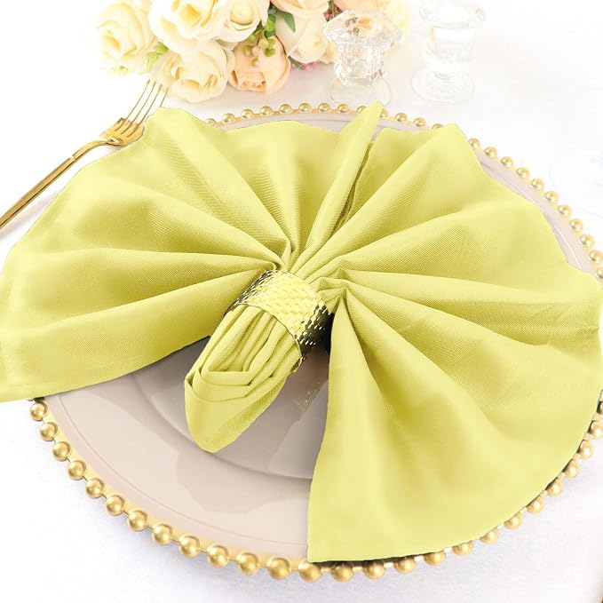 Efavormart Premium Cloth Napkins Set of 25, 20x20 Inch Yellow Seamless Dinner Napkins, Washable Linen Table Napkin Cloth with Hemmed Edges for Weddings, Party and Banquet - Image 2