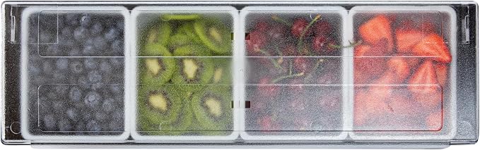 Restaurantware Bar Lux 19.6 x 6.3 x 3.7 Inch Condiment Caddy 1 Durable Bar Caddy - 4 Removable Compartments Built-In Lid Black Plastic Condiment Holder For Restaurant Store Cocktail Garnish - Image 10