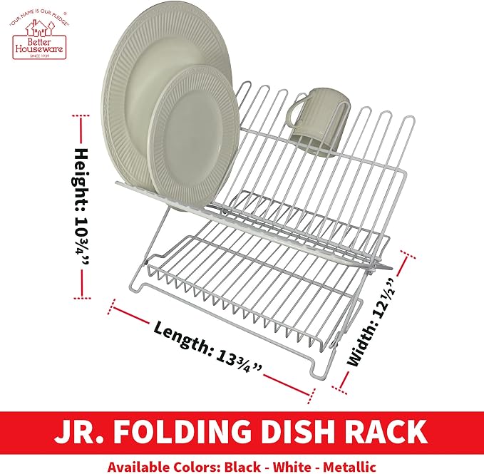 Better Houseware 1483 Junior Folding Dish Rack, White - Image 2