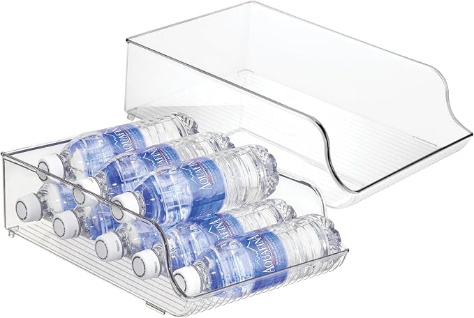 iDesign Plastic Water Bottle Organizer, Clear, 2-Pack | For Fridge, Bottle Holder, For Kitchen and Pantry by iDesign