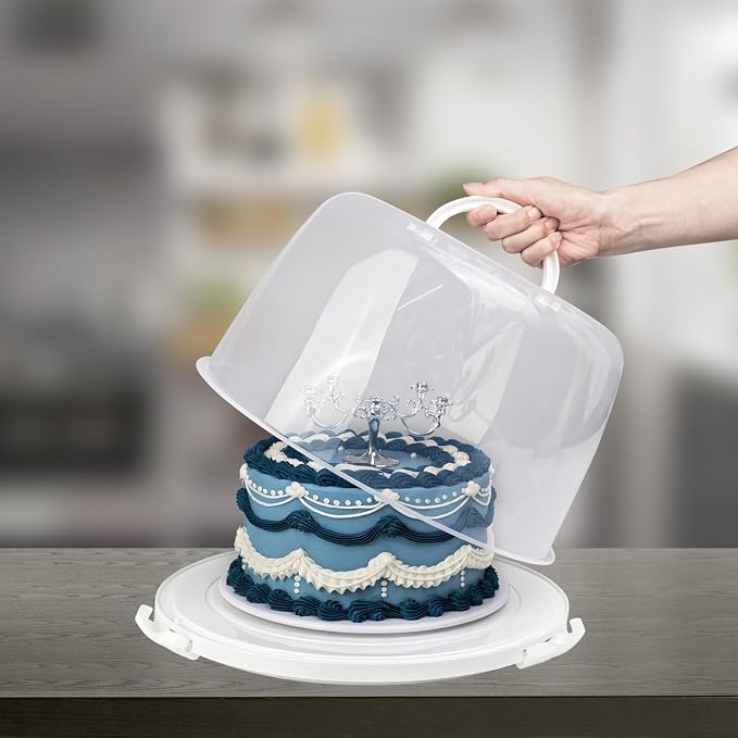 TMRIOPELP Tall Cake Carrier with Lid and Handle Insulated Cake Container Cake Transport Carrier Ideal for Pies Cupcakes and Pastries Perfect for Safe and Secure Cake Delivery (Red, 12 inch) - Image 2
