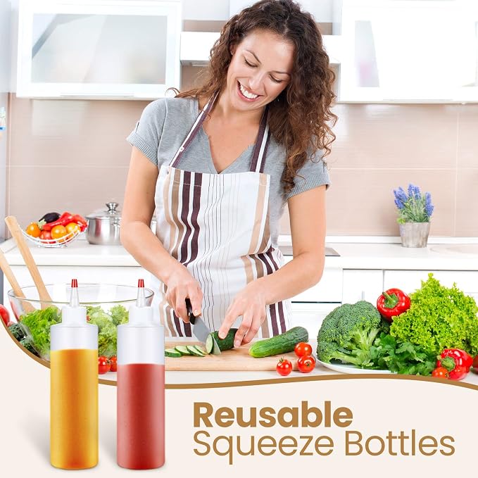 Irenare 16 oz 30 Pack Plastic Condiment Squeeze Bottles for Sauces Empty Squirt Bottle with Top Cap for Condiment BBQ, Dressing, Paint, Workshop, Crafts (Red) - Image 7