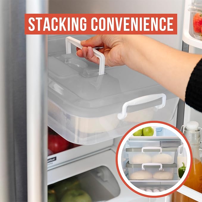 Chef Pomodoro Pizza Proofing Box, 14x11 In, Fits 4-6 Dough Balls, Grey | Stackable Transparent Dough Tray with Carry Handle, ABS Plastic Pizza Dough Container for Bread Proofing - Image 8