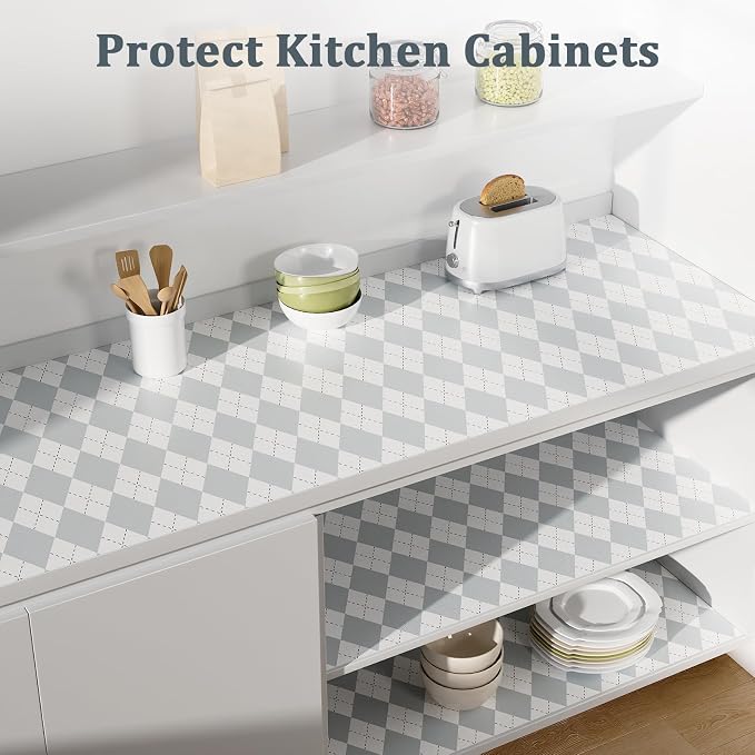 Shelf Liner for Kitchen Cabinets and Drawers, 24" x 240" Gray | Non-Adhesive Design, Waterproof & Non-Slip Protection, Easy Cut to Fit, Washable and Reusable, Pantry Storage - Image 5