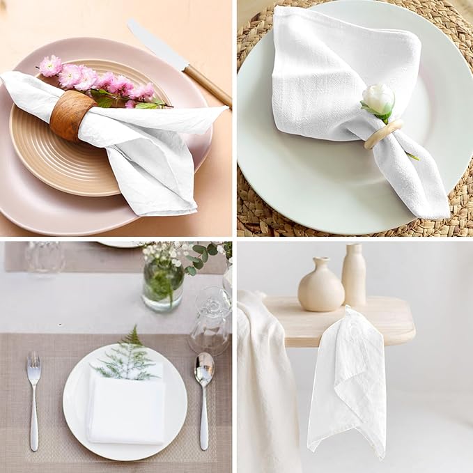 Christmas napkins, set of 12 fabric napkins 40 x 40 cm, white linen napkins, linen napkins, linen napkins, table decoration, washable napkins for - Image 7