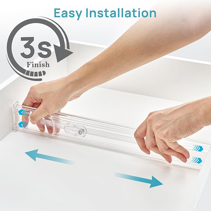 Vtopmart 4 Pack 2.36" Short Upgrade Drawer Dividers for Kitchen Drawer, 12.8"-22.3" Expandable Kitchen Drawer Organizer, Clear Plastic Organizer Separator for Flatware, Utensil, Cutlery, Underwear - Image 5