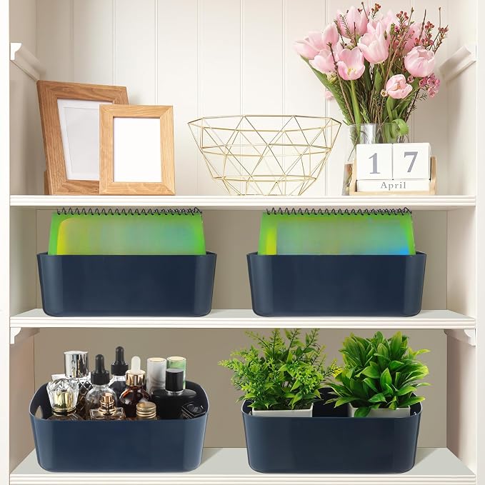 Zopeal Plastic Storage Bins 10 Pcs Blue Pantry Organizer Bins Small Baskets Storage Containers for Home Kitchen (8 x 5.7 x 3 Inch) - Image 6