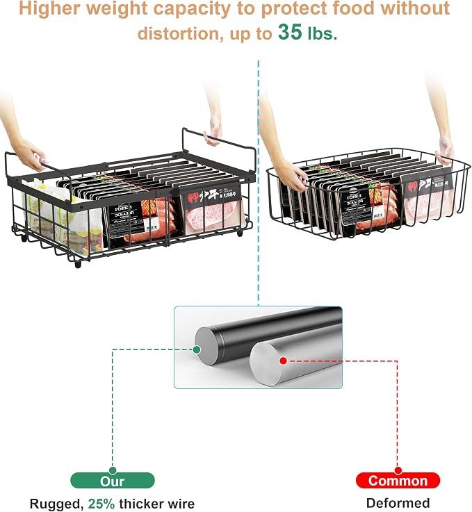 UMDONX 2-Pack Expandable Stackable Large Freezer Storage Boxes | Adjustable Sizes From 11.4 Inches to 17.9 Inches, Suitable for 10-20 Cubic Foot Freezers, Black - Image 4