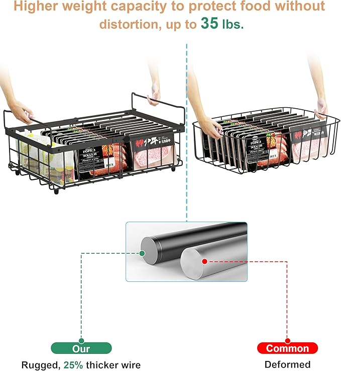UMDONX 4-Pack Expandable Stackable Large Freezer Storage Boxes | Adjustable Sizes From 11.4 Inches to 17.9 Inches, Suitable for 10-20 Cubic Foot Freezers, Black - Image 4