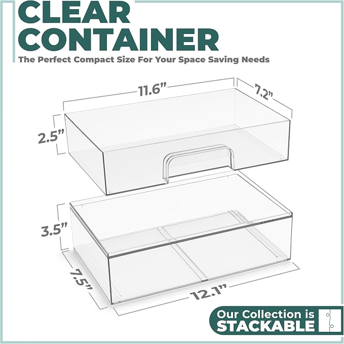 Sorbus Wide Stackable Acrylic Storage Drawers, 6 Pack Clear Plastic Organizer Bins for Baby Bottles, Makeup, Bathroom, Vanity & Countertop Organization, Pull-Out Drawer Design for Cabinets & Pantry - Image 5