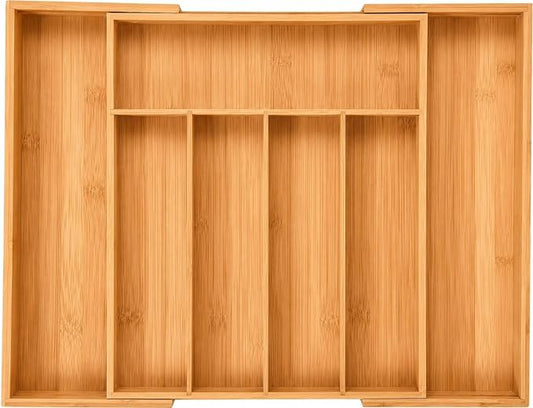 MASS DYNAMIC Bamboo Expandable Cutlery Tray (7 Compartments (5S & 2L)) by MASS+DYNAMIC