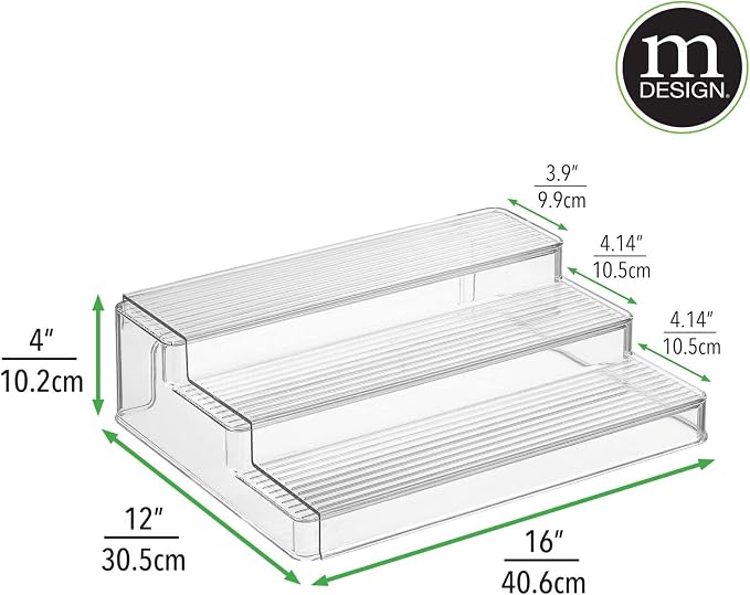 mDesign Plastic Expandable 3-Tier Storage Cabinet Shelf Organizer - Clear - Image 7