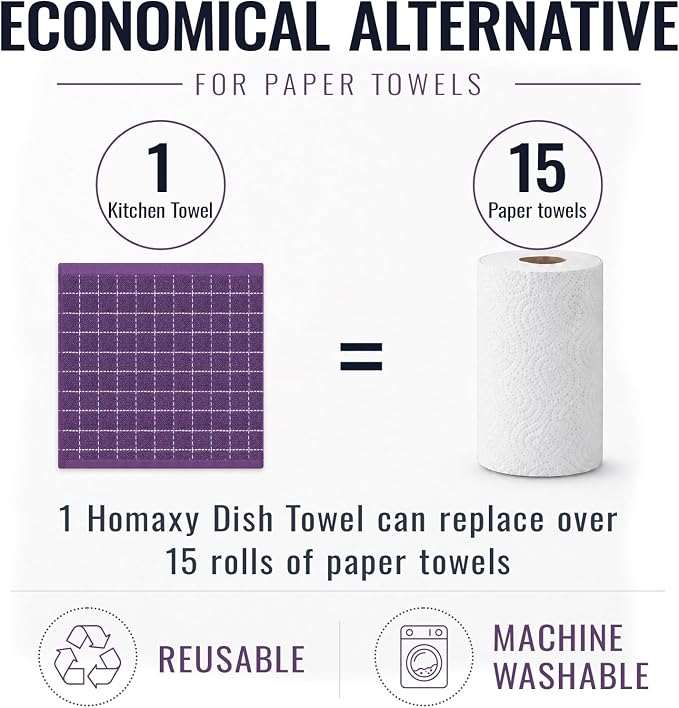 Kitinjoy 100% Cotton Terry Kitchen Dish Cloths, 12”x 12”, 8-Pack, Purple | Ultra Soft and Absorbent Dish Towels for Kitchen, Suitable for Drying and Washing Dishes - Image 7