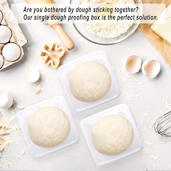 BSTKEY 8 Packs Clear Small Pizza Dough Proofing Box, Stackable Square Dough Proofing Container Reusable Bread Dough Proofing Storage Organizer with Lid Candy Cookie Storage Box - Image 5