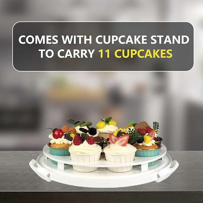TMRIOPELP Tall Cake Carrier with Lid and Handle Insulated Cake Container Cake Transport Carrier Ideal for Pies Cupcakes and Pastries Perfect for Safe and Secure Cake Delivery (Grey, 12 inch) - Image 5