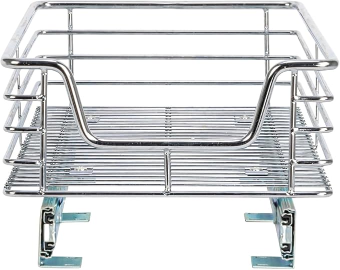 Household Essentials Chrome-Plated Steel Pull-Out Organizer with Artisanal Basket Detailing - Image 8