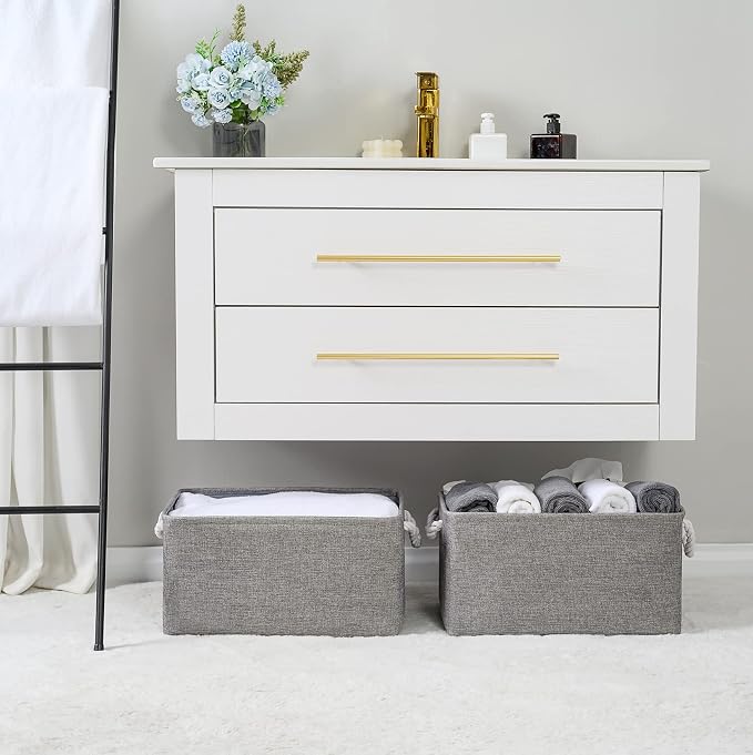 Large Storage Bins Basket, 2 Pack Grey Fabric Storage Cubes for Changing Table Nursery Livingroom Kidsroom Playroom Toy, Collapsible Storage Baskets for organizing Shelves Closet - Image 5