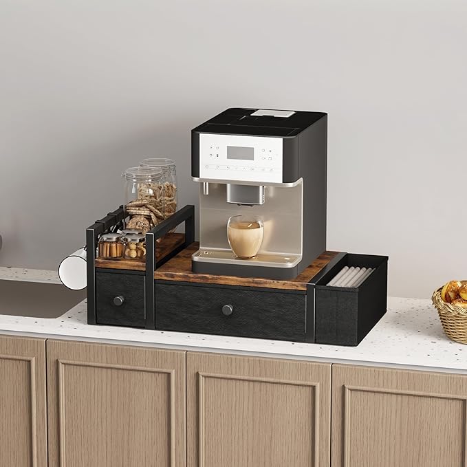 Homeiju Coffee Pod Drawers - K Cup Organizer, Nespresso Pods Holder with Mug Rack, Coffee Holder for Countertop, 52 Capacity Pods, Suitable for Kitchens, Offices and Coffee Bars(Brown) - Image 6