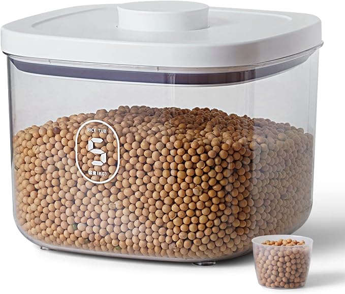 10 Lbs Storage Container Bin Rice Dispenser with Measuring Cup Food Cereal Container Bins Household for Kitchen Pantry Organization | 5Qt/5kg Rice Dispenser Food Cereal Container Bins Household for Kitchen Pantry Organization by LivLab