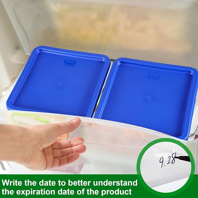 FoldTier 2 Pieces Square Food Storage Containers Polycarbonate Clear food Container with Lid Commercial Storage with Graduations for Commercial Kitchen Dough Marinating Meat(Blue,18 Qt) - Image 6