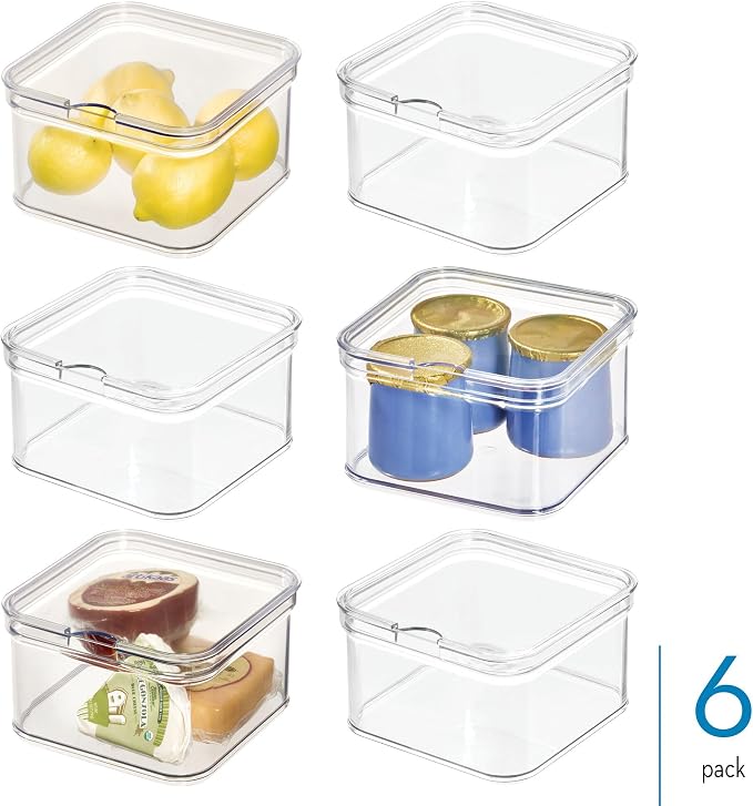 iDesign Stackable Fridge Organizer Bins with Lids for Fresh Produce - Set of 6 - Clear - Image 2