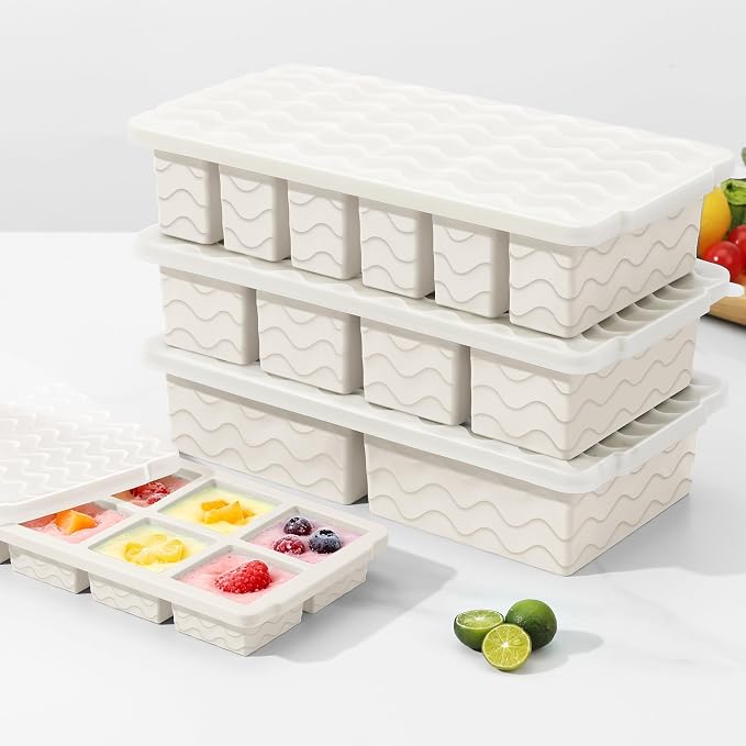 Silicone Freezer Trays with Lid (4-Pack), 1-Cup, 2-Cup, 1/2-Cup & 2-Tbsp Silicone Freezer Molds, Stackable Soup Freezer Meal Prep Containers,Ice Cube Tray for Making Sauce,Smoothies,Yogurt Bites - Image 9