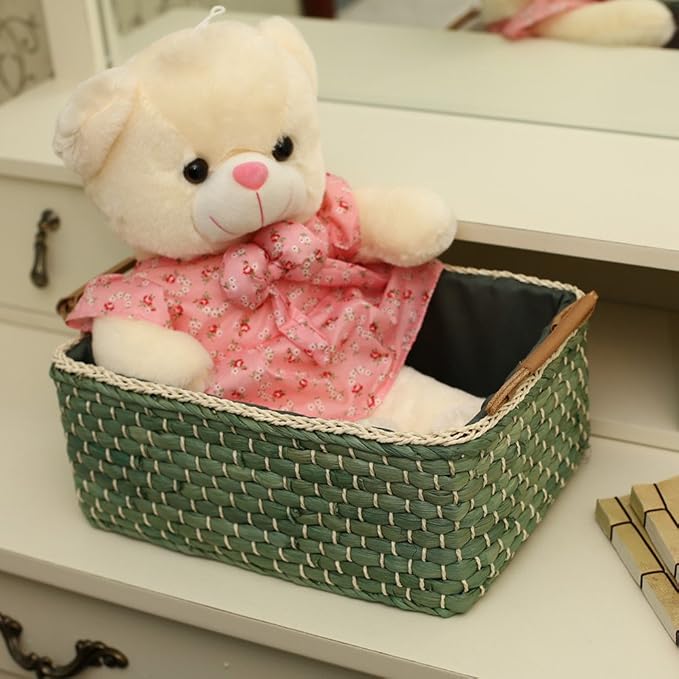 Basket Woven Maize Storage Bins for Drawers, Kingwillow(Green,Large) - Image 4